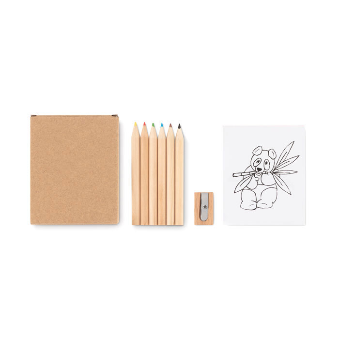 Set de coloriage personnalisé avec 6 crayons de couleur Little VanGogh_Beige