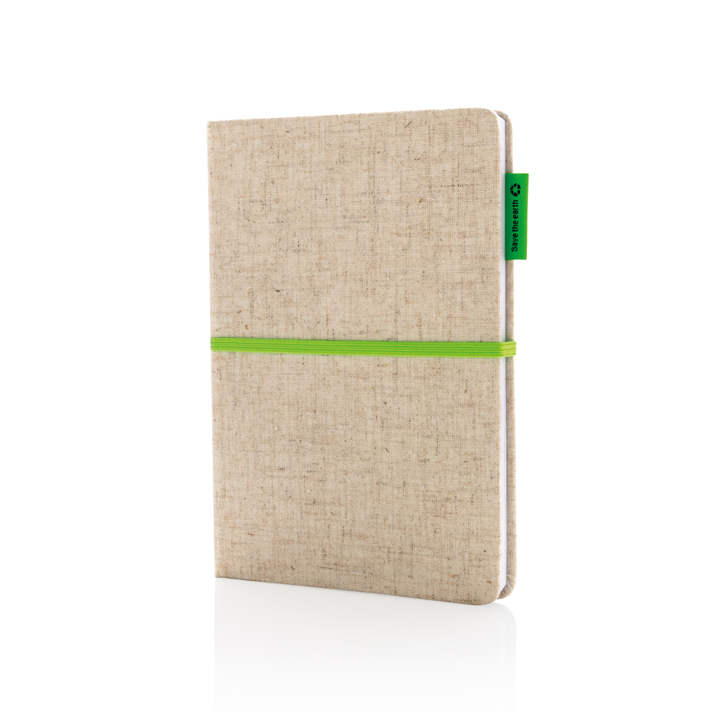 Carnet A5 en jute Calhoun_Vert