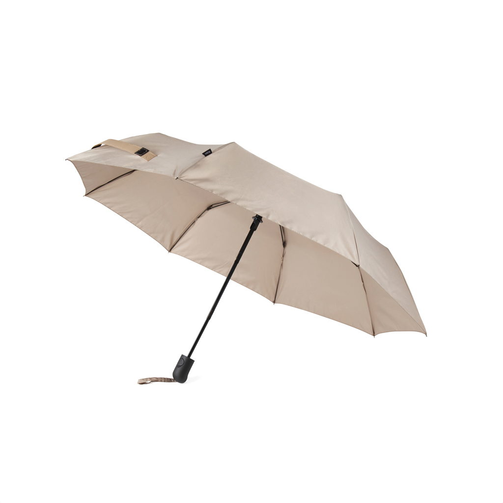 Parapluie pliable 21" en polyester recyclé certifié Vinga Baltimore_Greige