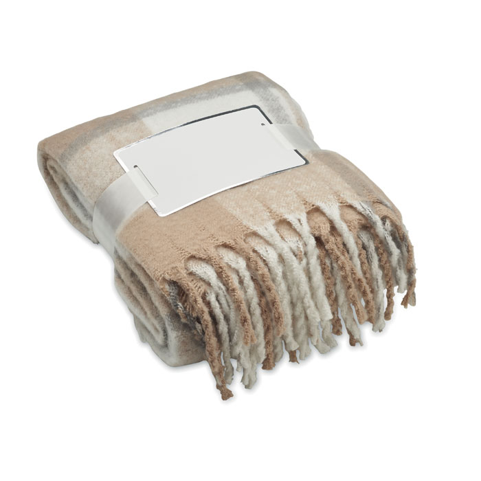 Couverture en polyester recyclé rPET à franges Quet_Beige