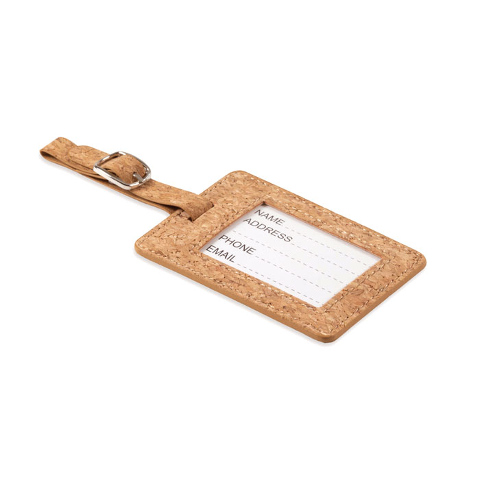Étiquette à bagage en liège Coco_Beige