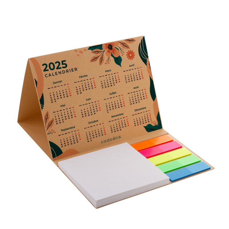 Calendrier en papier kraft avec bloc mémo et post-it Combo Date_1