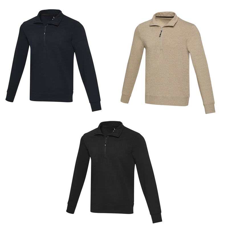 Sweat unisexe à col polo zippé en polyester et coton recyclés certifiés Tin_02