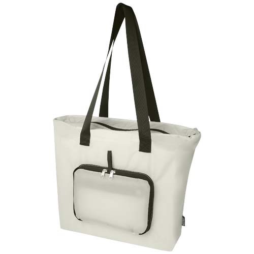 Sac shopping pliable zippé en polyester recyclé certifié rPET Ecofold_Sandstone