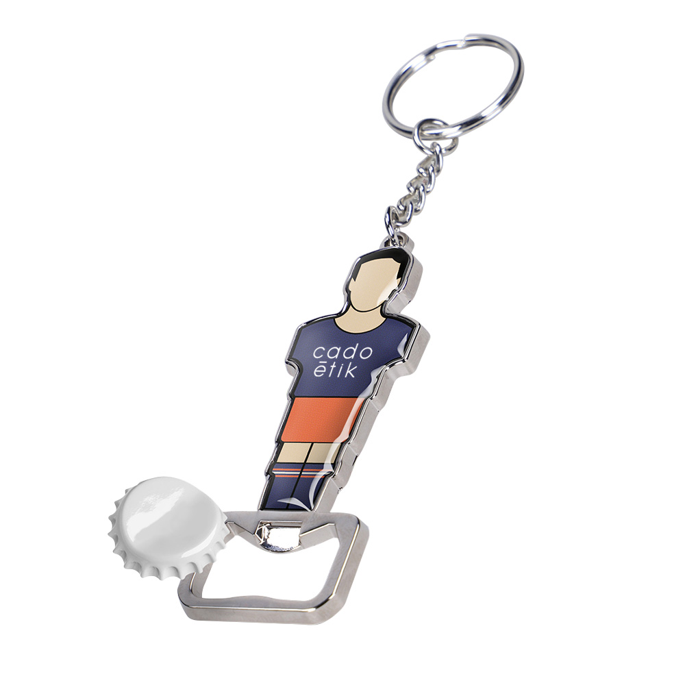 Porte-clés décapsuleur publicitaire Joueur de foot_01