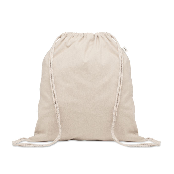 Gym bag publicitaire en coton et polyester recyclés Cabetri 140 g_Beige