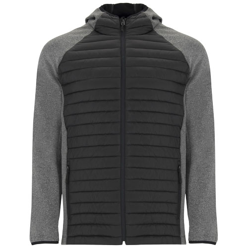 Doudoune hybride unisexe en polyester certifié Minsk_Noir/Noir chiné