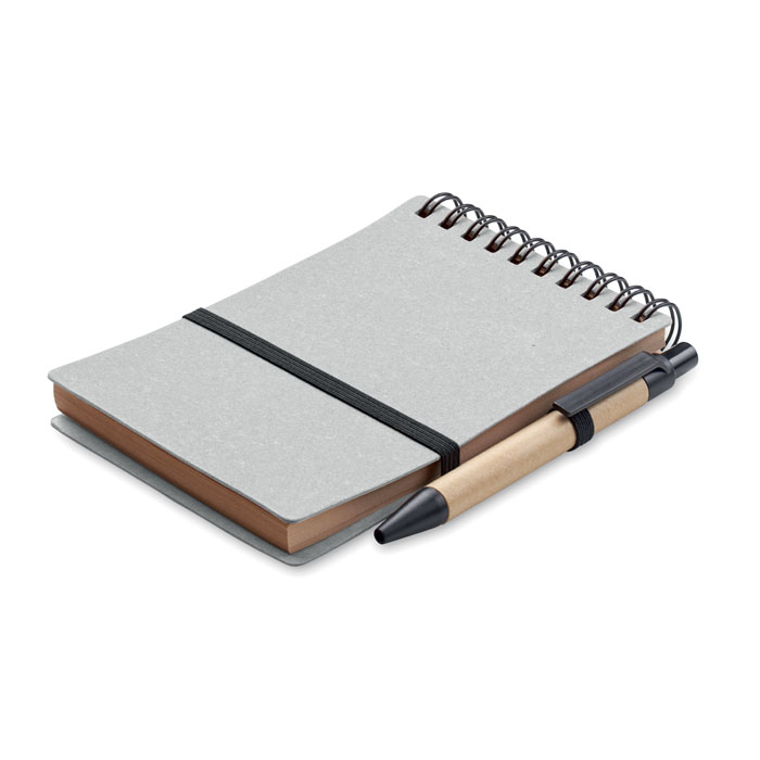Bloc-notes avec stylo en carton et papier recyclés Notie_Gris