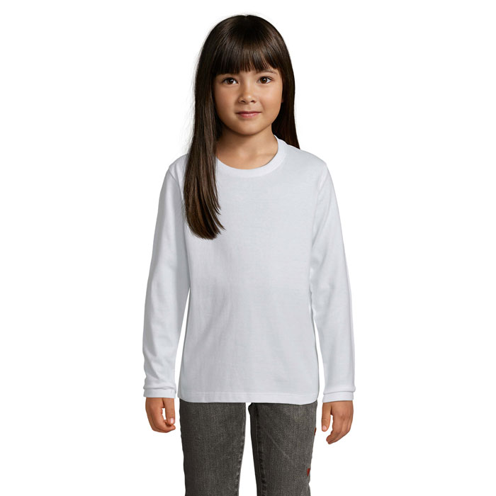 T-shirt enfant manches longues en coton certifié Imperial 190 g_Blanc