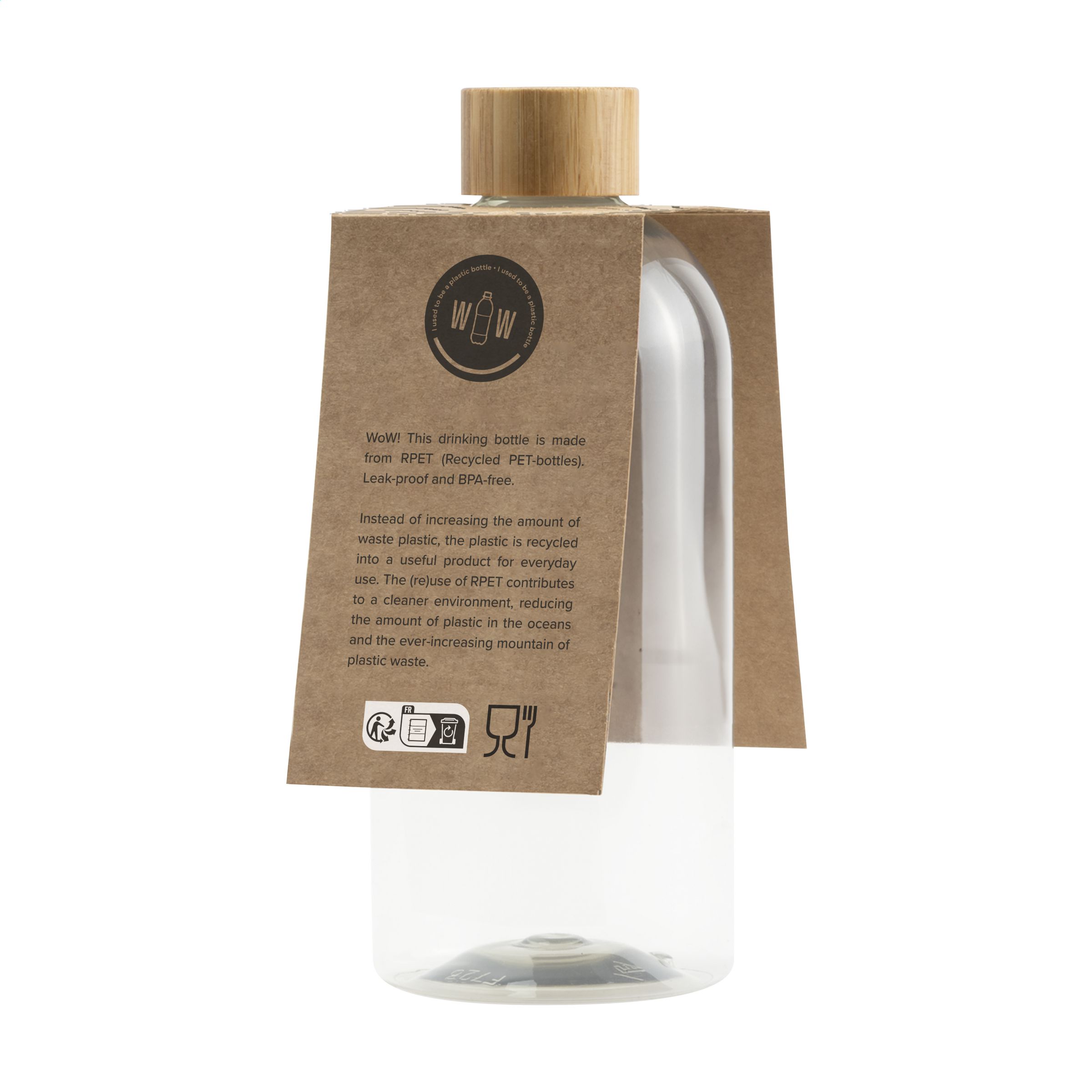 Bouteille publicitaire en plastique recyclé rPET Bottle 500 mL_Transparent
