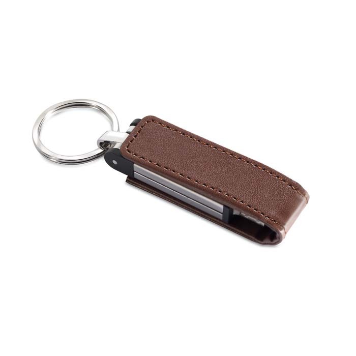 Clé USB en cuir et métal Magring_Marron