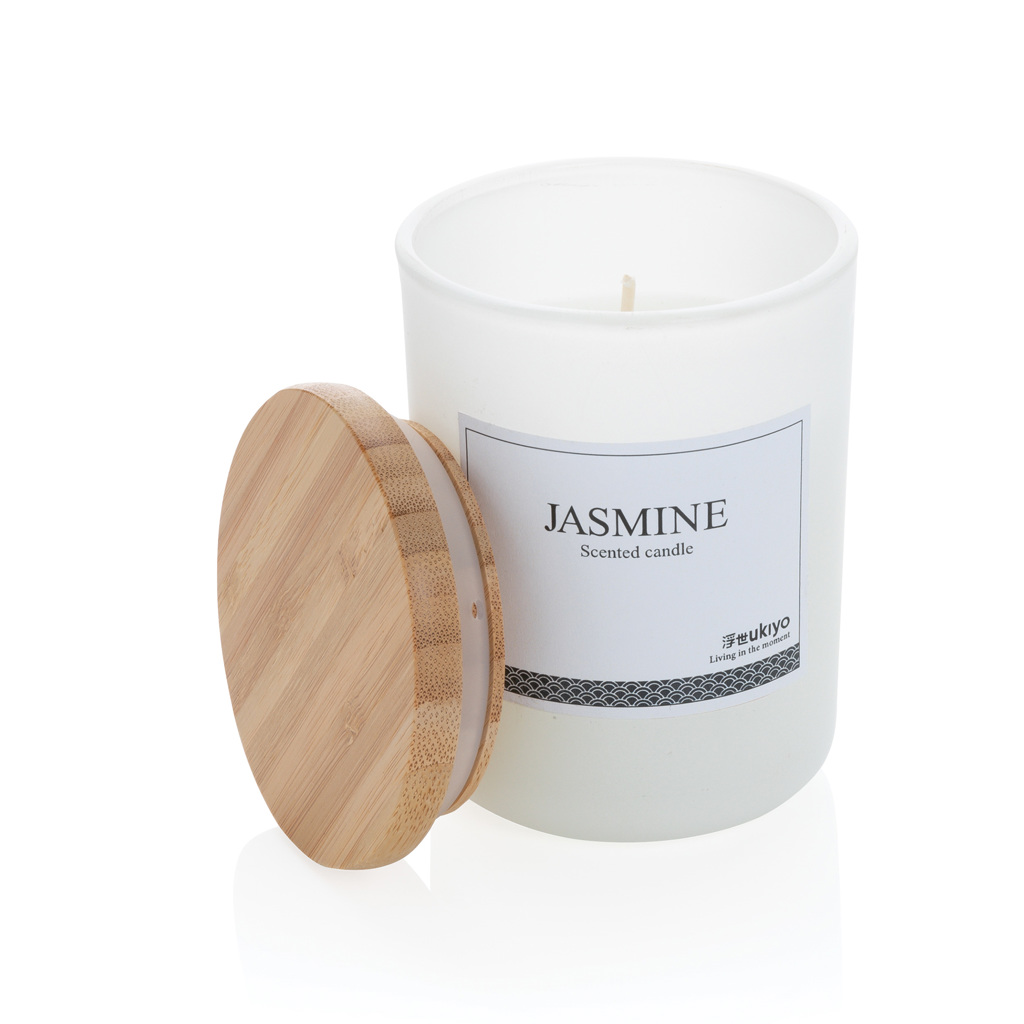 Bougie parfumée en verre et bambou Ukiyo_Blanc