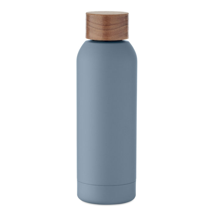 Gourde publicitaire en inox recyclé et bois Geiser 700 mL_Petrole