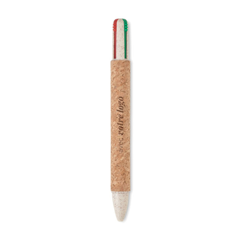 Stylo 4 couleurs en liège et paille de blé Arbocho_03