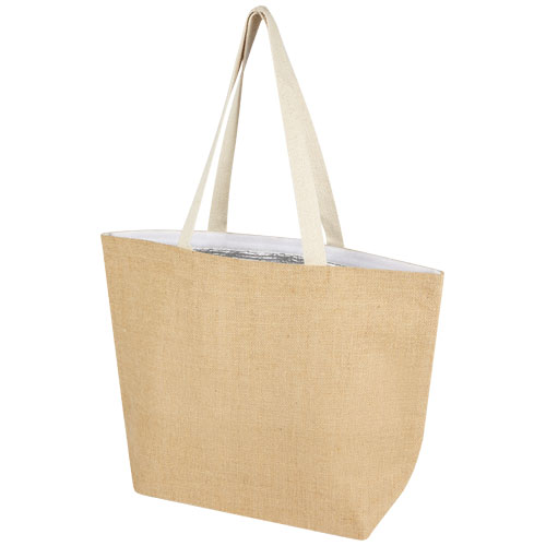 Sac cabas isotherme en jute Juta 12 L_Naturel/Blanc