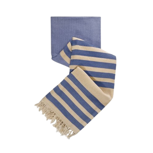 Serviette fouta en coton et polyester rPET recyclés Azov 270 g_Bleu