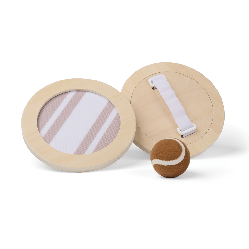 Jeu de raquettes en bois certifié scratch avec balle Vinga_Marron