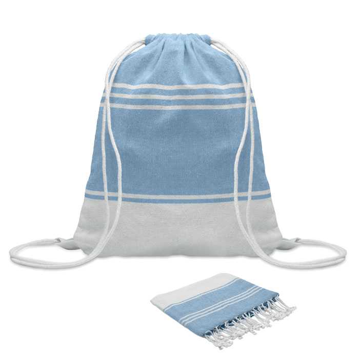 Fouta en coton et polyester recyclés Hamma 180 g_Turquoise