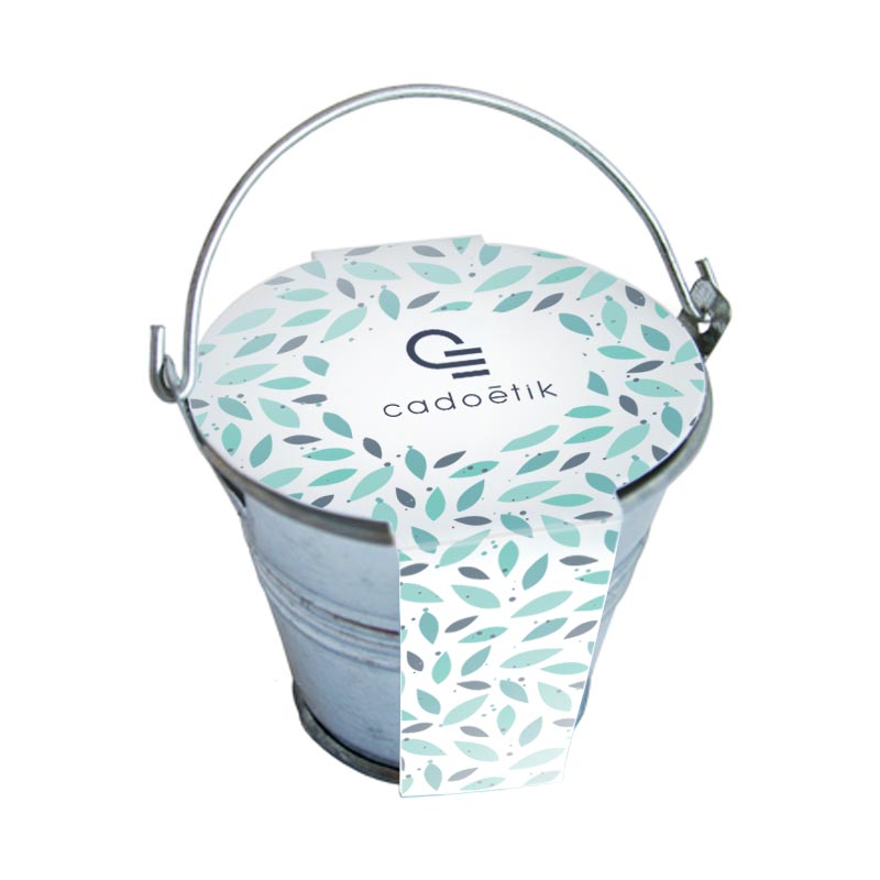 Cadeau publicitaire végétal - Kit de semis publicitaire - mini pot zinc 6cm