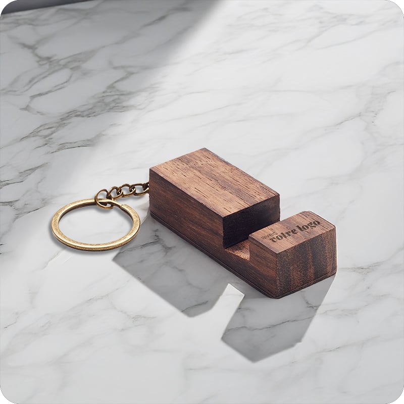 Porte-clés support de téléphone en bois de noyer Code_00