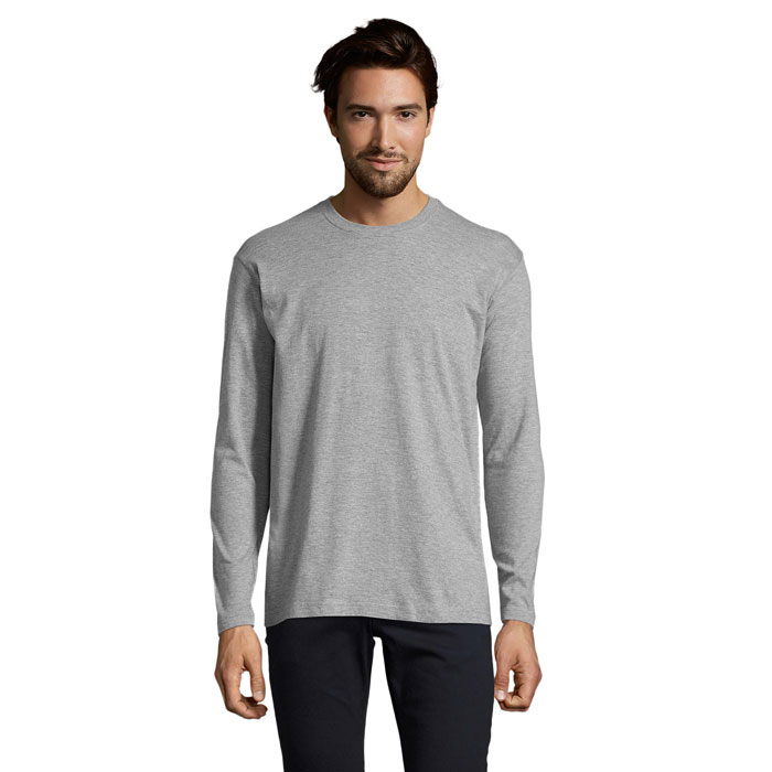 T-shirt homme manches longues en coton certifié Monarch 150 g_Gris chiné