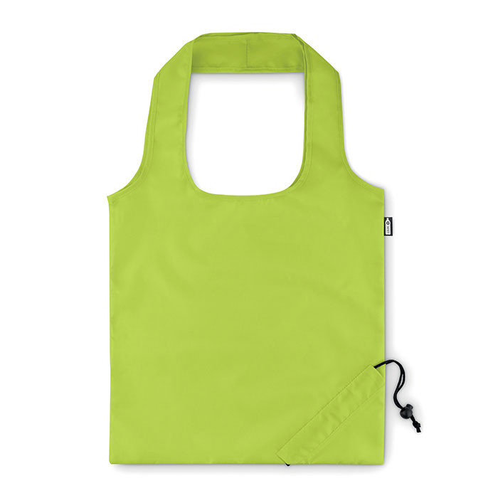 Sac shopping pliable en polyester recyclé rPET Foldpet 38x40 cm_Lime
