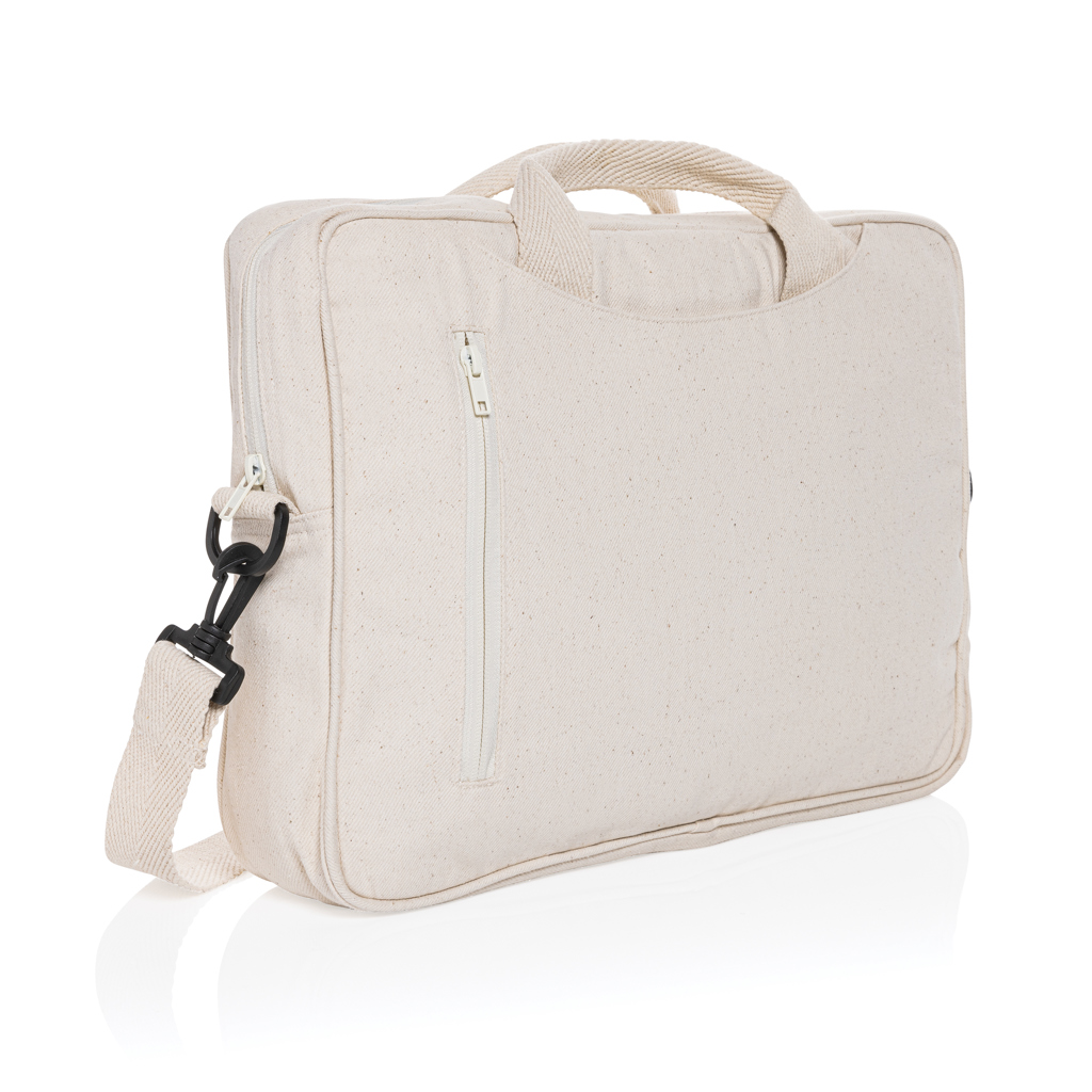 Sacoche ordinateur 15,4'' en coton recyclé Laluka_Blanc cassé