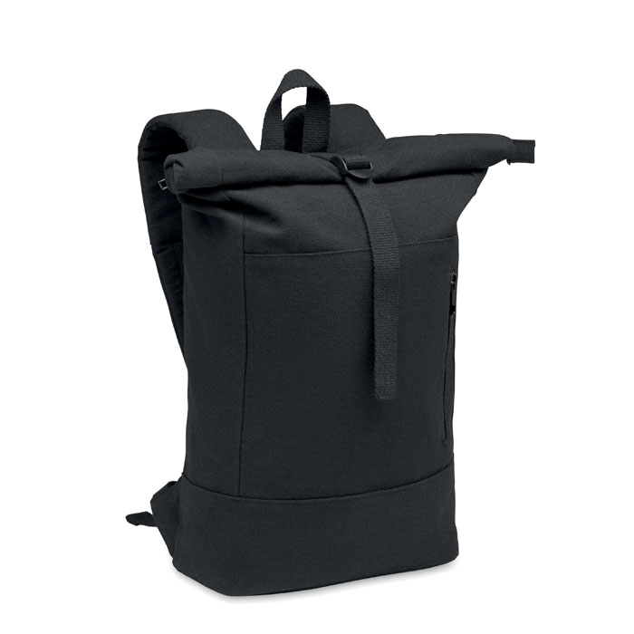 Sac à dos ordinateur 15" en coton et polyester recyclés Koper Roll_Noir