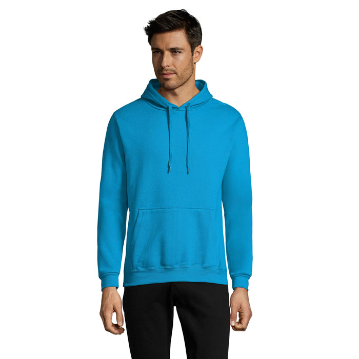 Sweat à capuche unisexe en coton et polyester certifiés Snake 280 g_Aqua