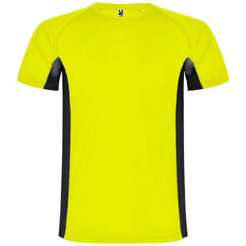 T-shirt de sport homme en polyester certifié Shanghai 140 g_Fluor yellow/Noir
