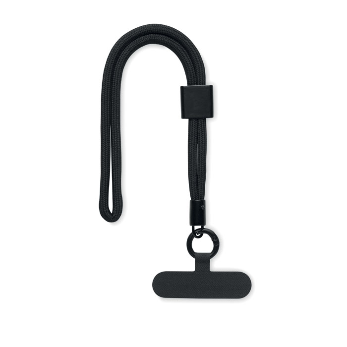Tour de cou téléphone personnalisé en polyester recyclé rPET Nonette Wrist_Noir