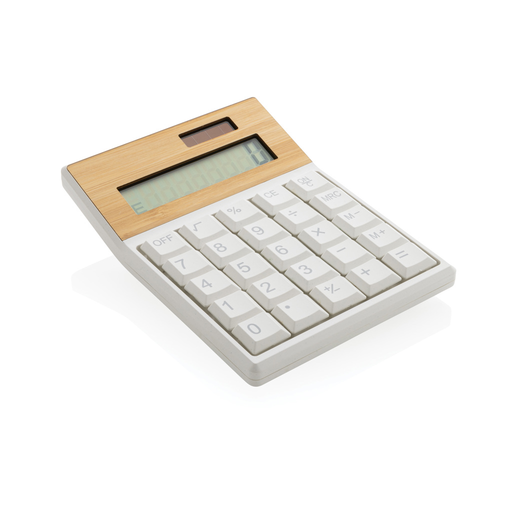 Calculatrice solaire en plastique recyclé et bambou certifiés Utah_Marron