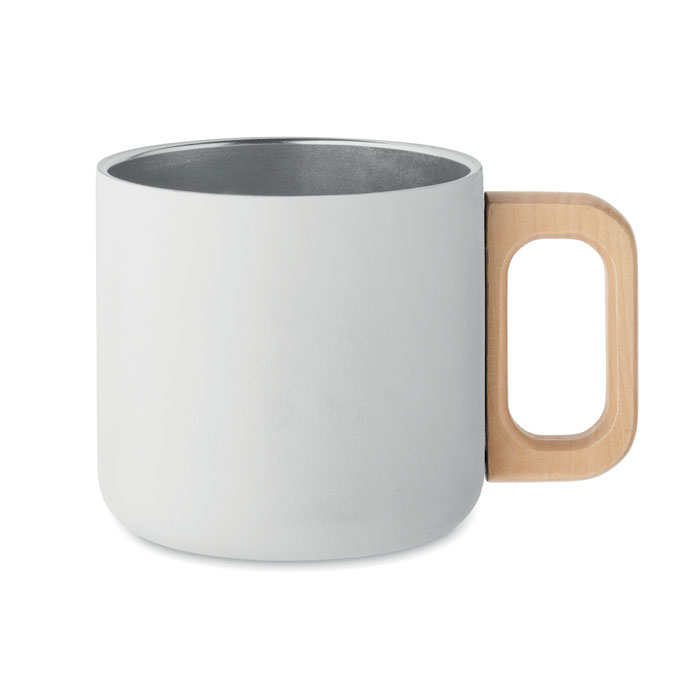 Mug isotherme en bois et inox recyclé Acero 350 mL_Blanc