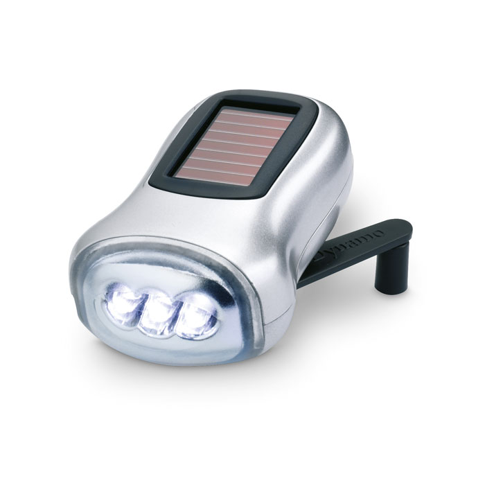 Torche solaire et à dynamo Dynasol_Argent mat