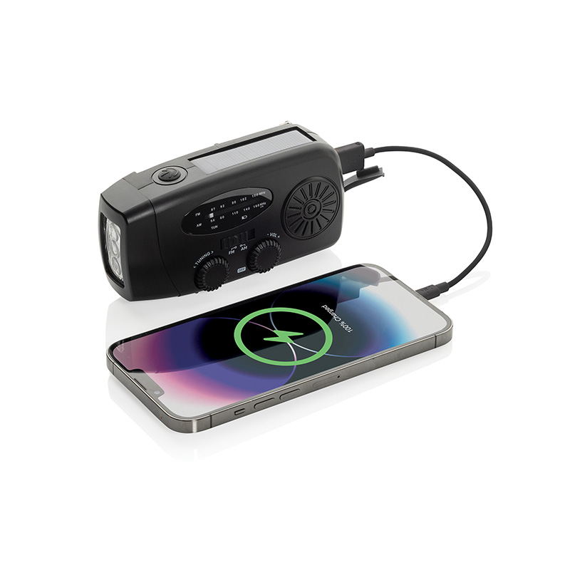 Radio d'urgence solaire avec chargeur et lampe torche RescueWave_04