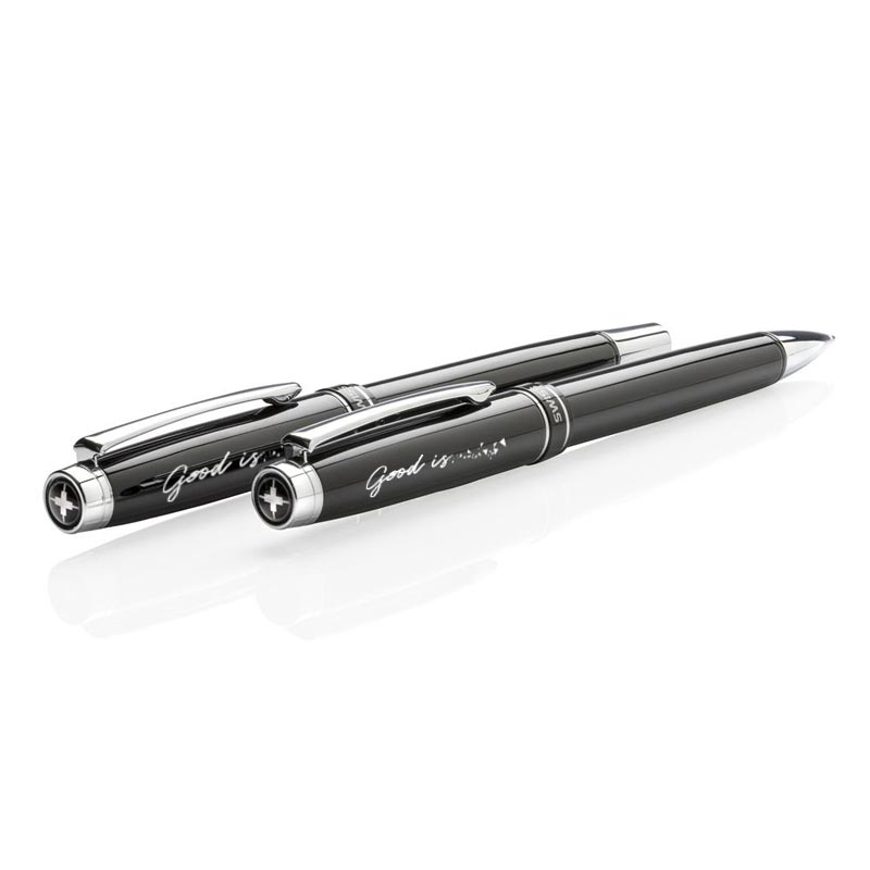 Parure stylo bille et roller en inox Swiss Peak Heritage_02