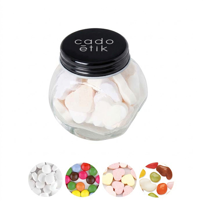 Bonbons publicitaires dans bonbonnière en verre Sweety_01