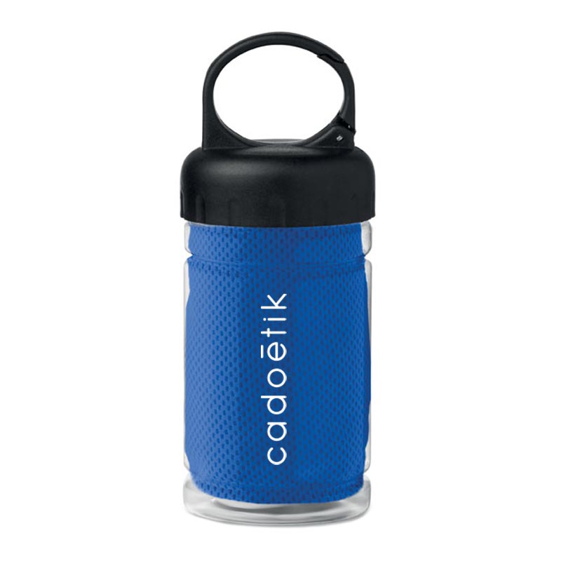 Bouteille publicitaire sport avec serviette en microfibre Fris - Coloris bleu