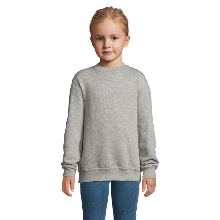 Sweat enfant en coton et polyester certifiés New Supreme 280 g_Gris chiné