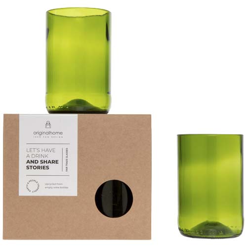 Lot de 2 verres en bouteilles recyclées Originalhome 280 mL_Vert