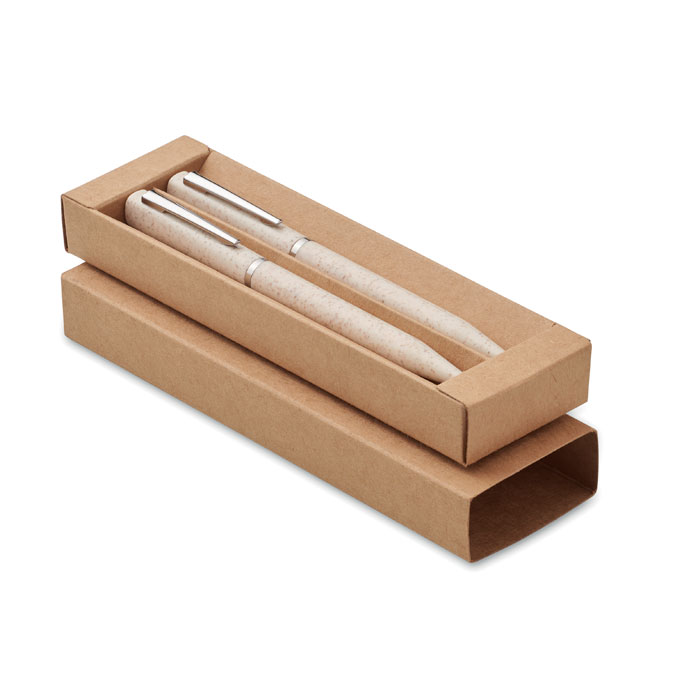 Parure de stylos en paille de blé Peat_Beige