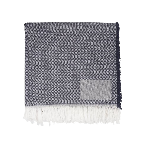 Plaid en coton et polyester recyclés certifiés Rewarm 320 g_Bleu
