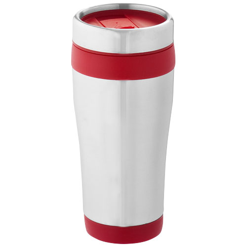 Mug isotherme Elwood 410 mL_Argent/Rouge