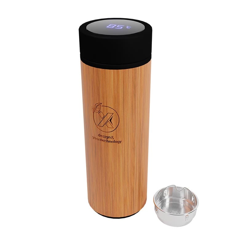 Bouteille isotherme en inox et bambou certifié Smart Éco 500 mL_02