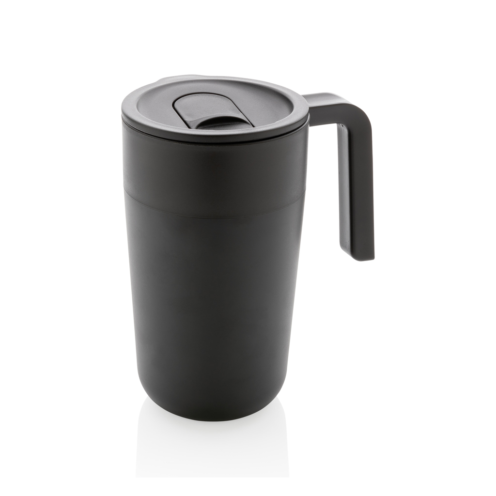 Mug de voyage en inox et plastique recyclés certifiés Terry 480 mL_Noir