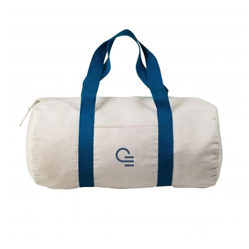 Cadeau client - Sac publicitaire sport polochon en coton recyclé - Coloris bleu