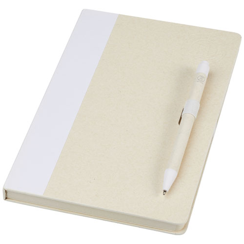 Carnet A5 avec stylo en carton recyclé Dairy Dream_Blanc