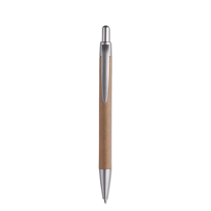 Stylo bille en carton Pushton_Argent mat