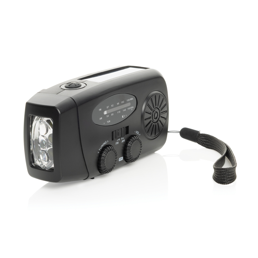 Radio d'urgence solaire avec chargeur et lampe torche RescueWave_01