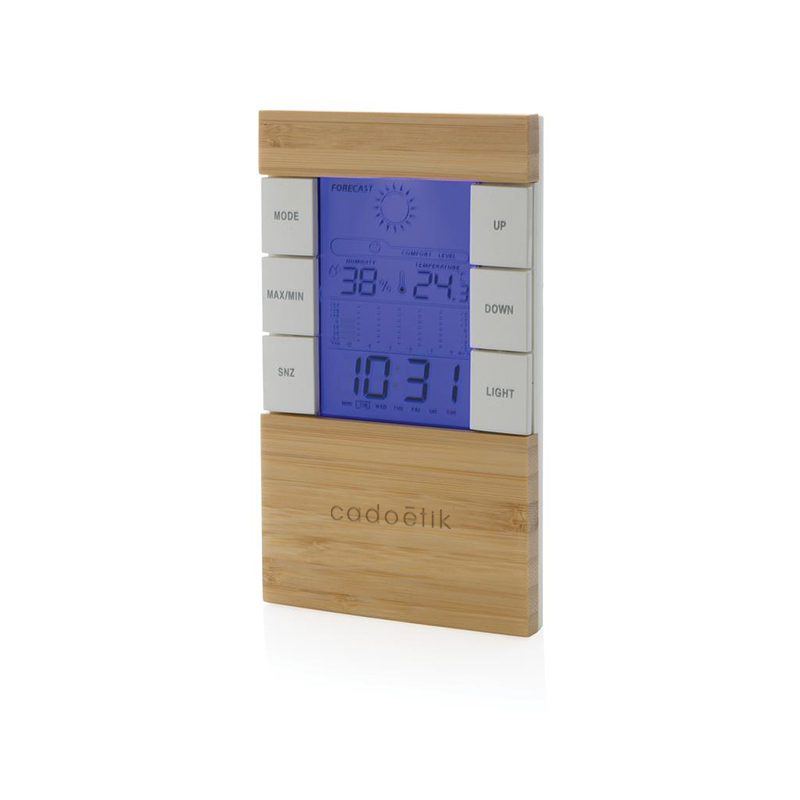 Station météo LCD en plastique recyclé et bambou certifiés Utah_1